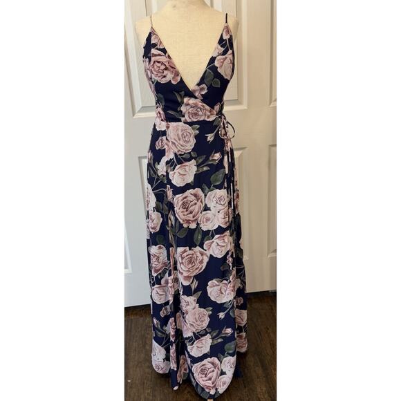 Fame and Partners Dresses & Skirts - Fame & Partners Maxi Dress Sz 2 Floral True‎ Wrap Navy Bridesmaid Prom Formal